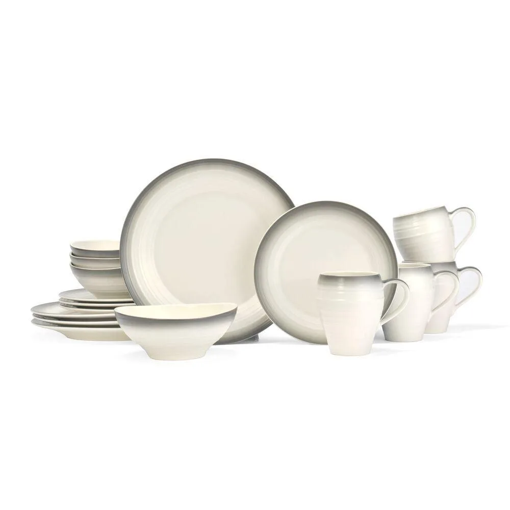 Mikasa Swirl Ombre Graphite 16Pc Ironstone Dinnerware Set