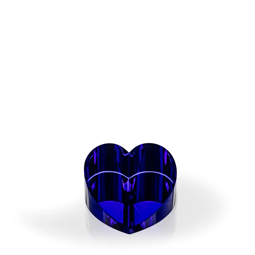 Blue Slanted Heart Crystal Paperweight view 2