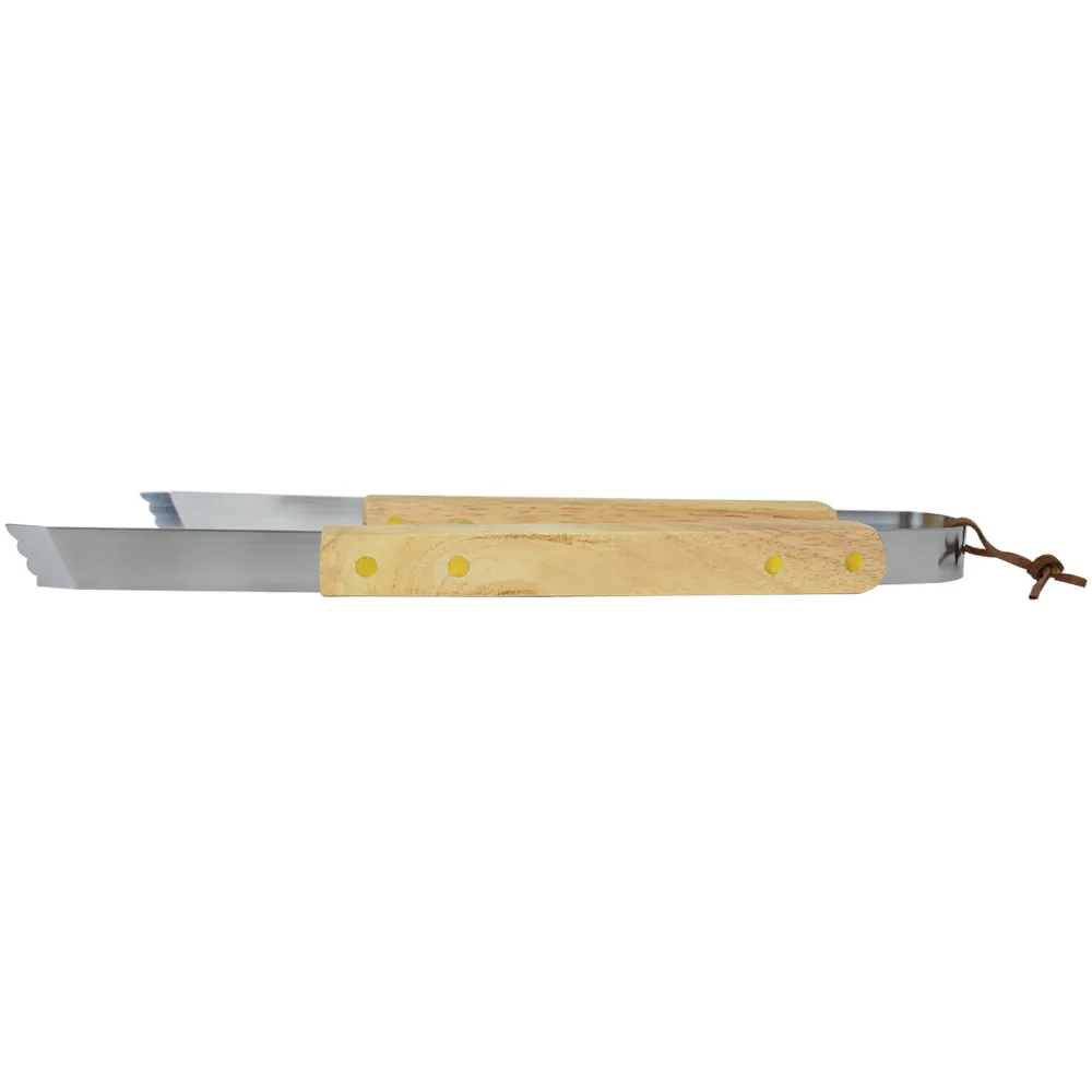 Deluxe Wood Handle BBQ Tongs view 2