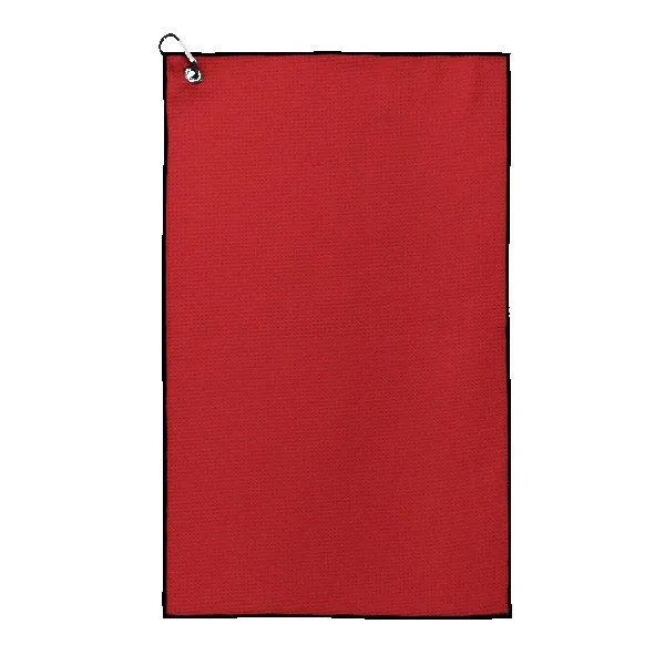 Waffle Weave Golf Towel with Black Corner Hook view 2