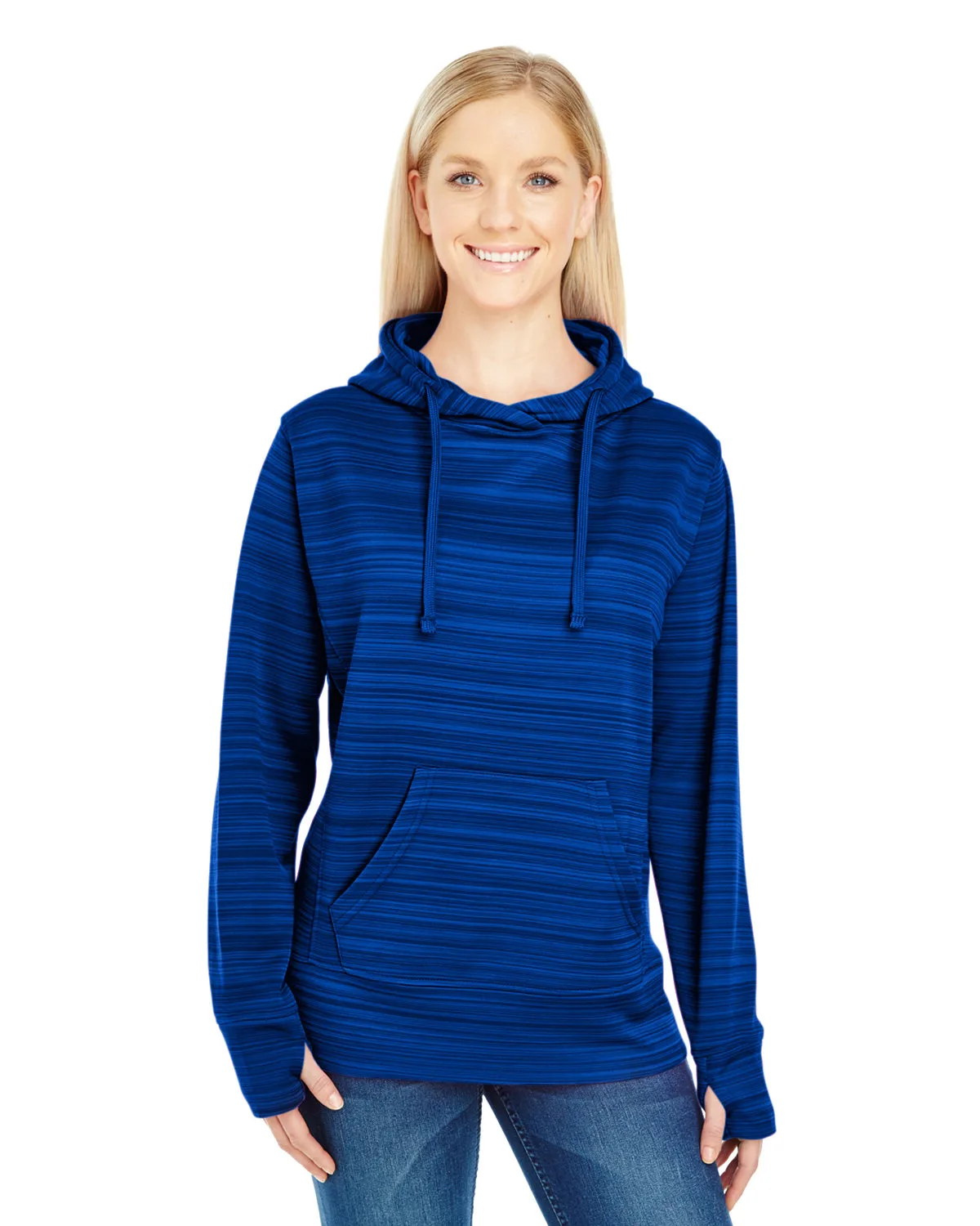 J AMERICA Ladies' Odyssey Striped Poly Fleece Lapover Hood view 6