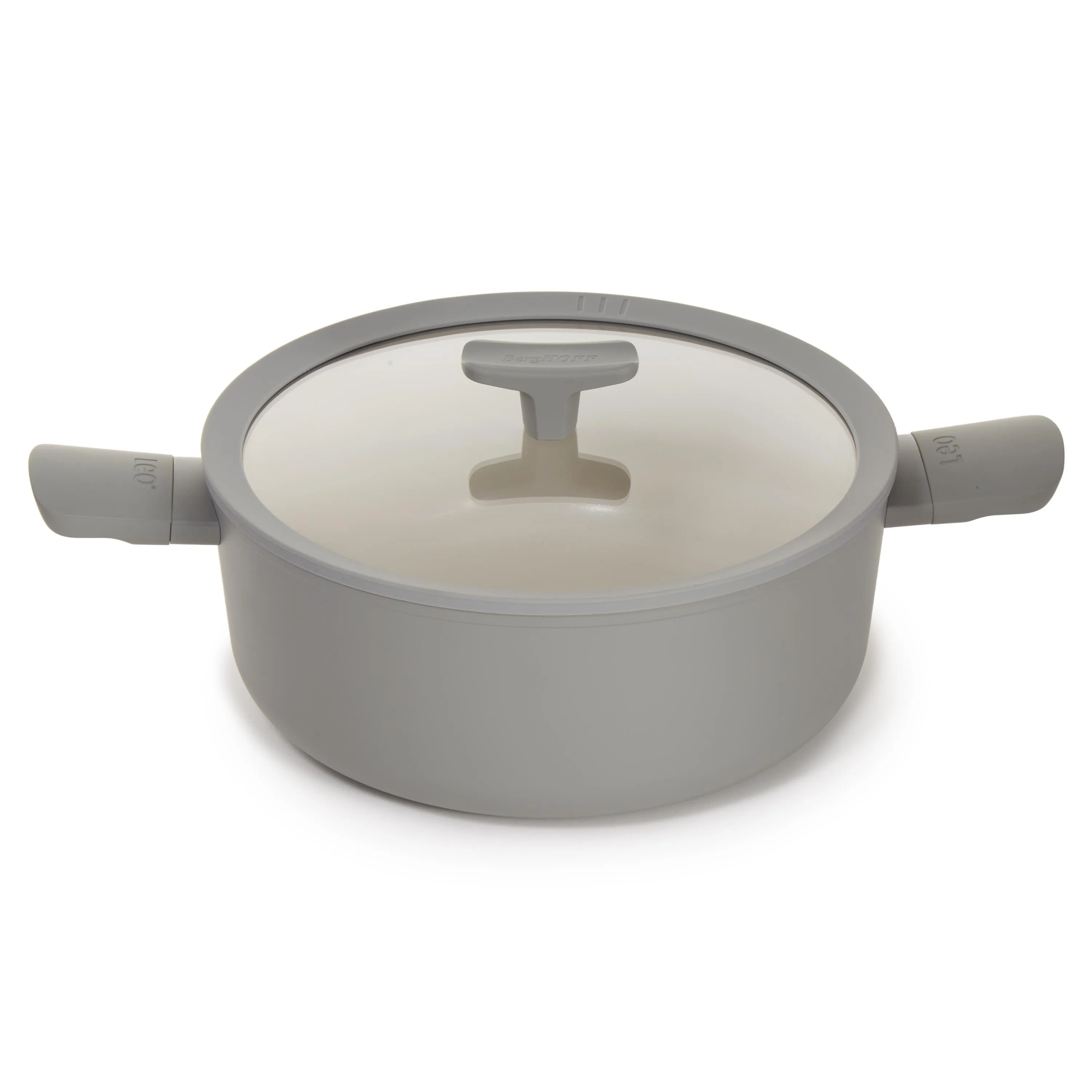 BergHoff Leo Balance Ns Ceramic Stockpot 11", 6.5Qt. w/Glass Lid, Recycled Aluminum, Moonmist