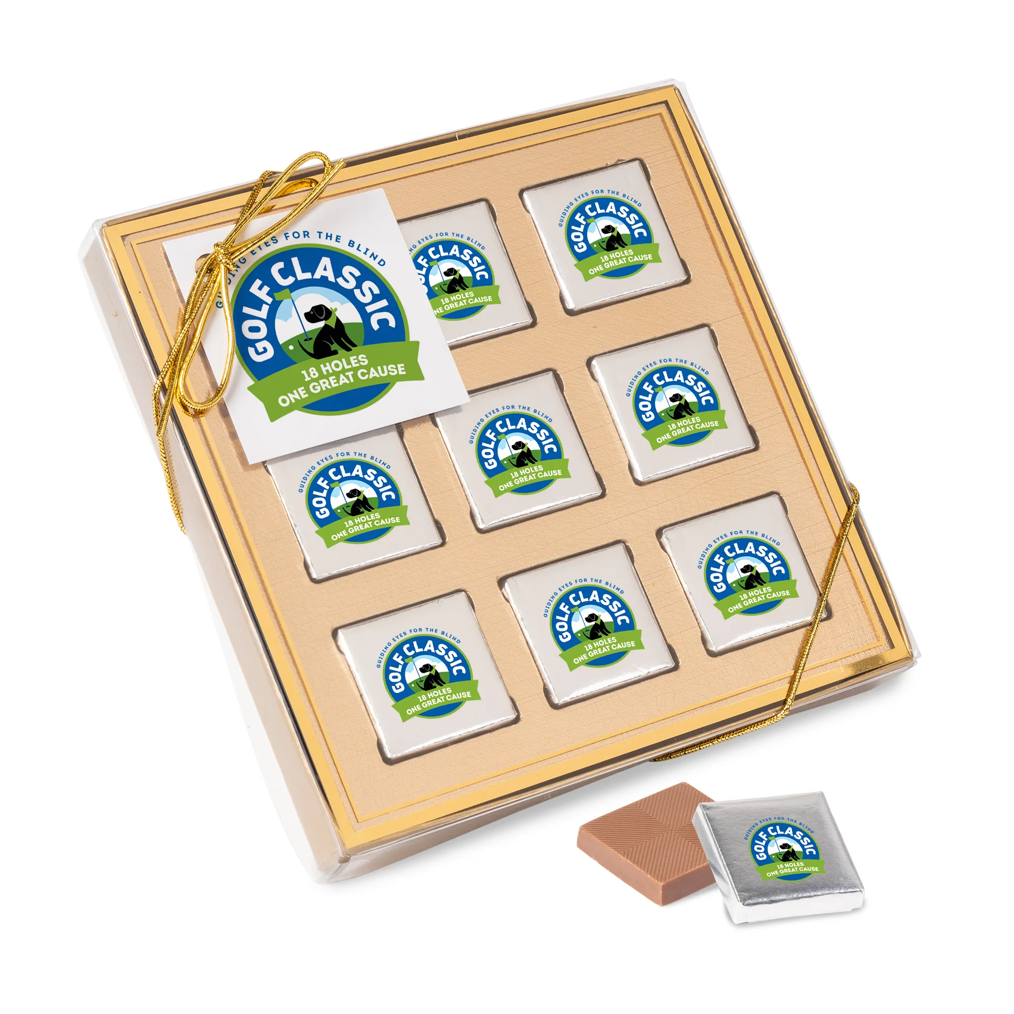 Nine Piece Chocolate Foiled Square Gift Box-Full Color view 3