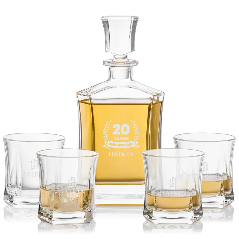 Decanter Set, Deep Etch, Decanter & 4 OTR