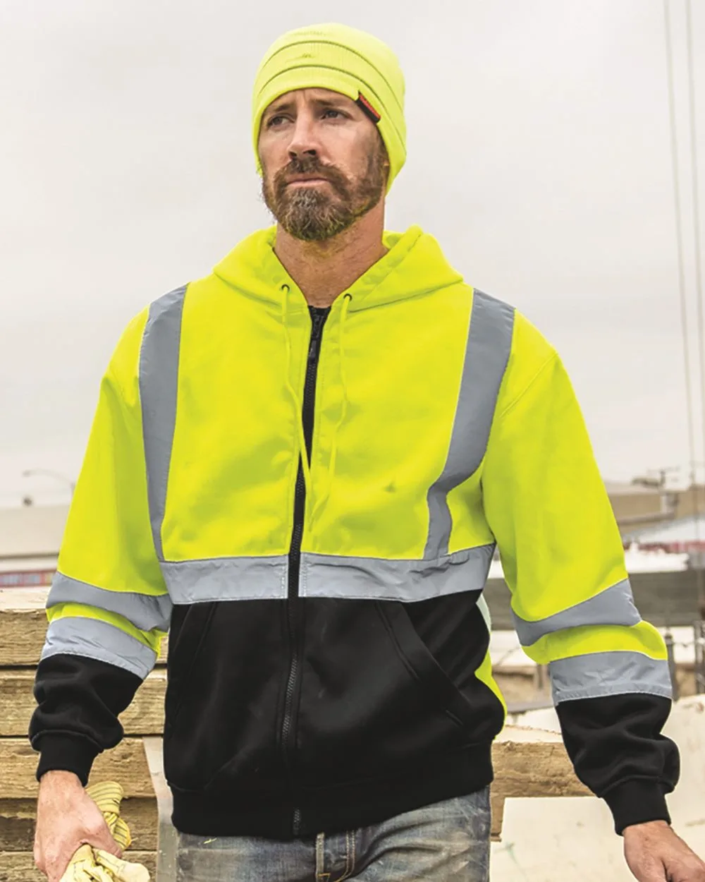 Kishigo® Unisex Hi-Vis Full-Zip Hooded Sweatshirt view 2