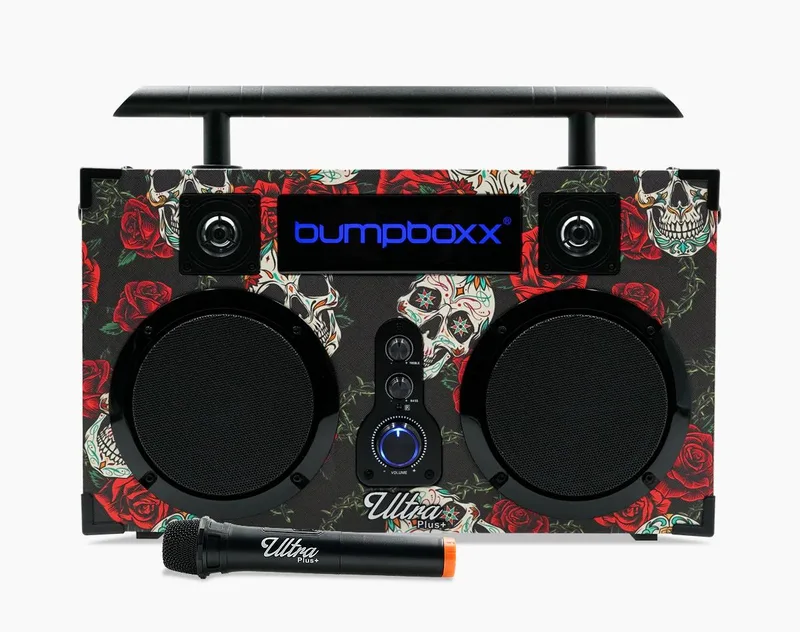 Bumpboxx Bluetooth Boombox Ultra Plus Skull + Rose