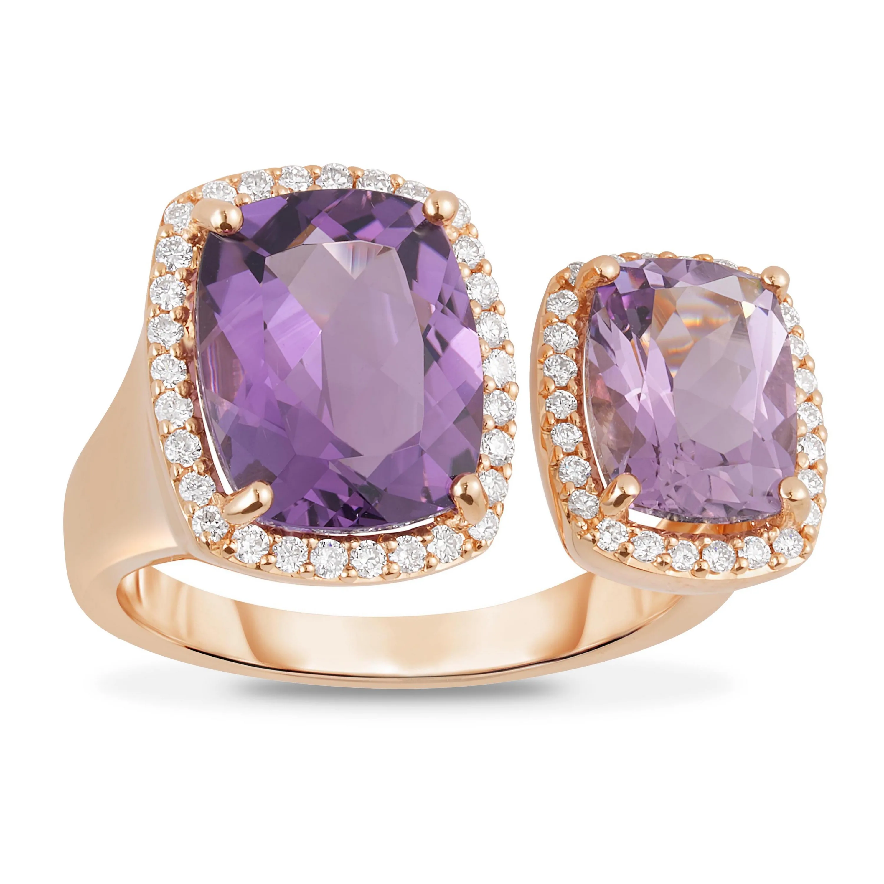 Jilco Inc Purple Amethyst & Pink Amethyst Toi Et Moi Ring
