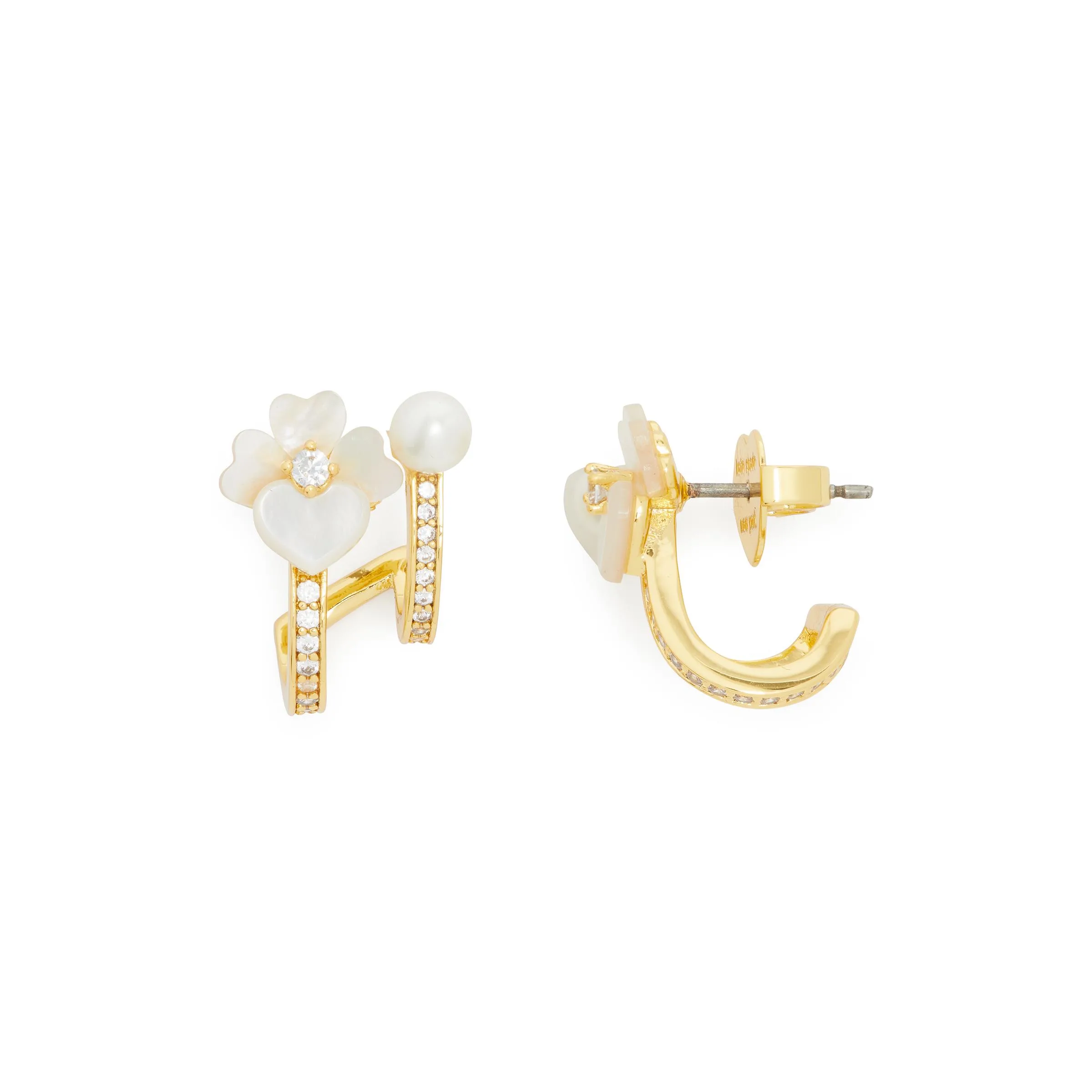 kate spade new york Precious Pansy Double Huggies - Clear/Gold