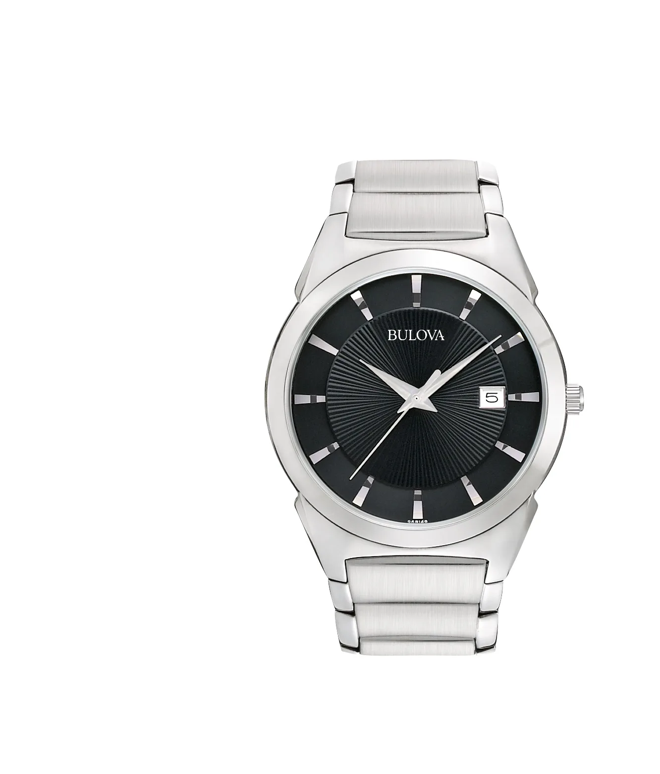 Bulova Watches Men's Stainless Steel Bracelet Watch, Black Dial