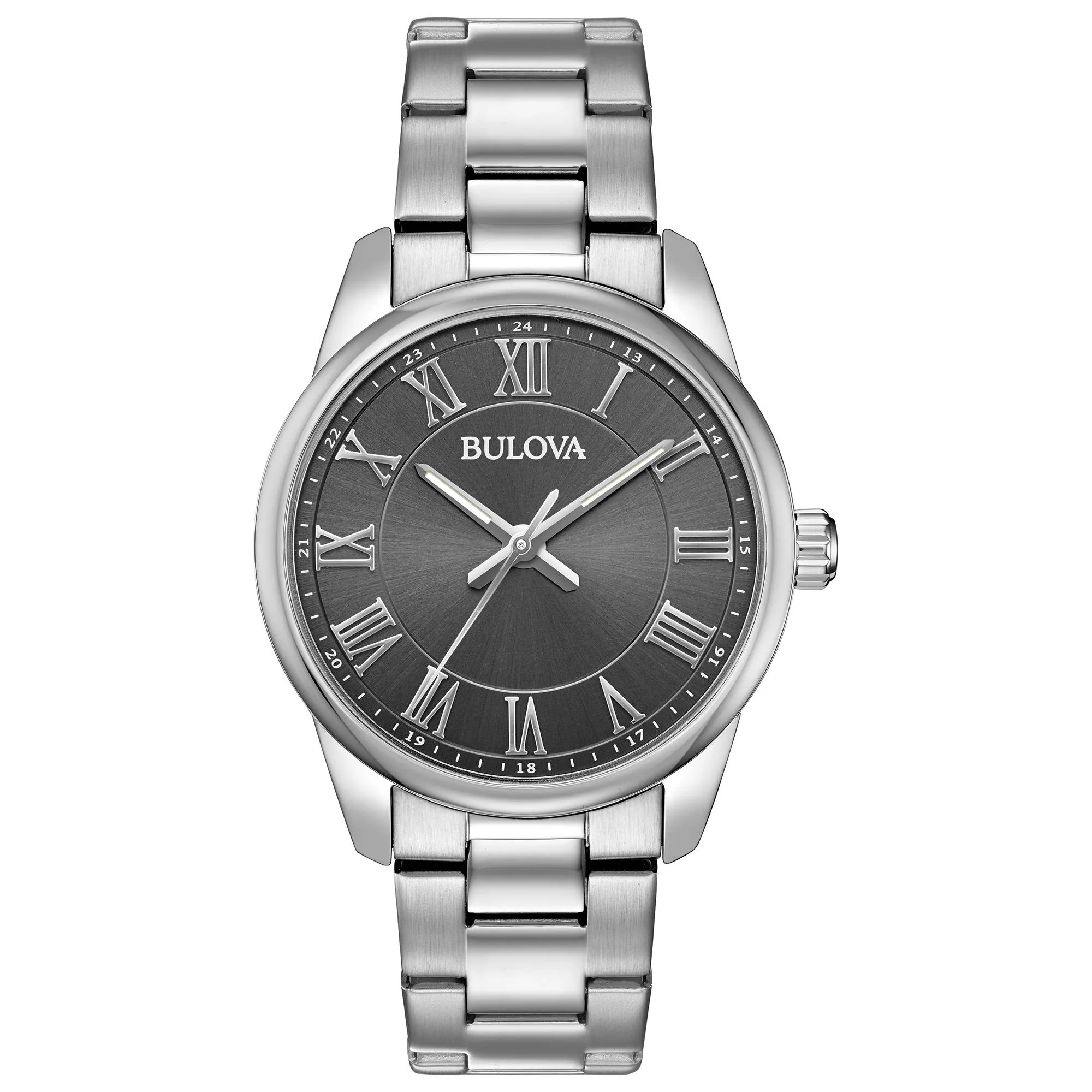 Bulova Watches Corporate Collection Men's Silver-Tone Bracelet Watch w/Grey Dial