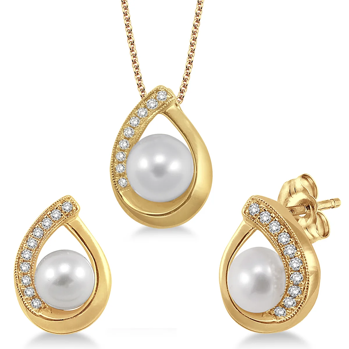 Jilco Inc Pearl Earring & Necklace Set - Teardrop