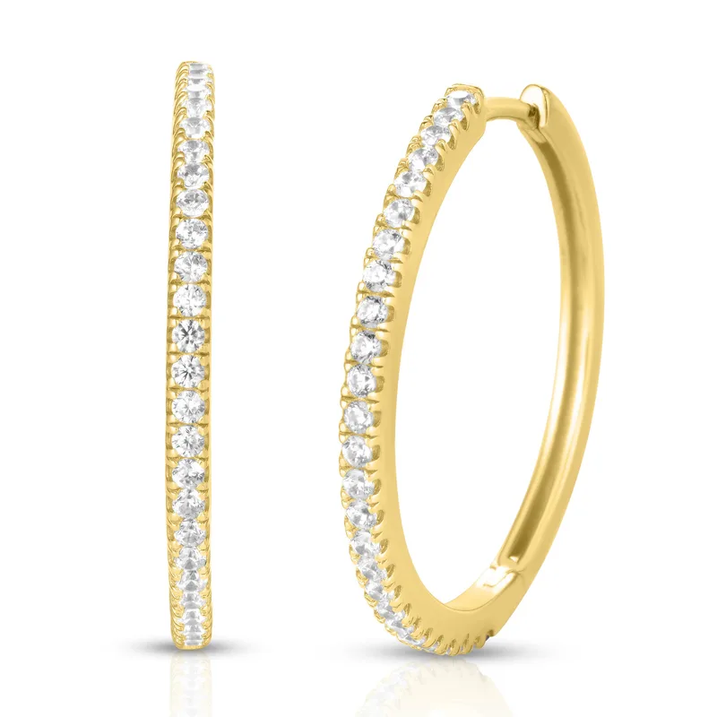 Jilco Inc White Topaz Hoop Earrings