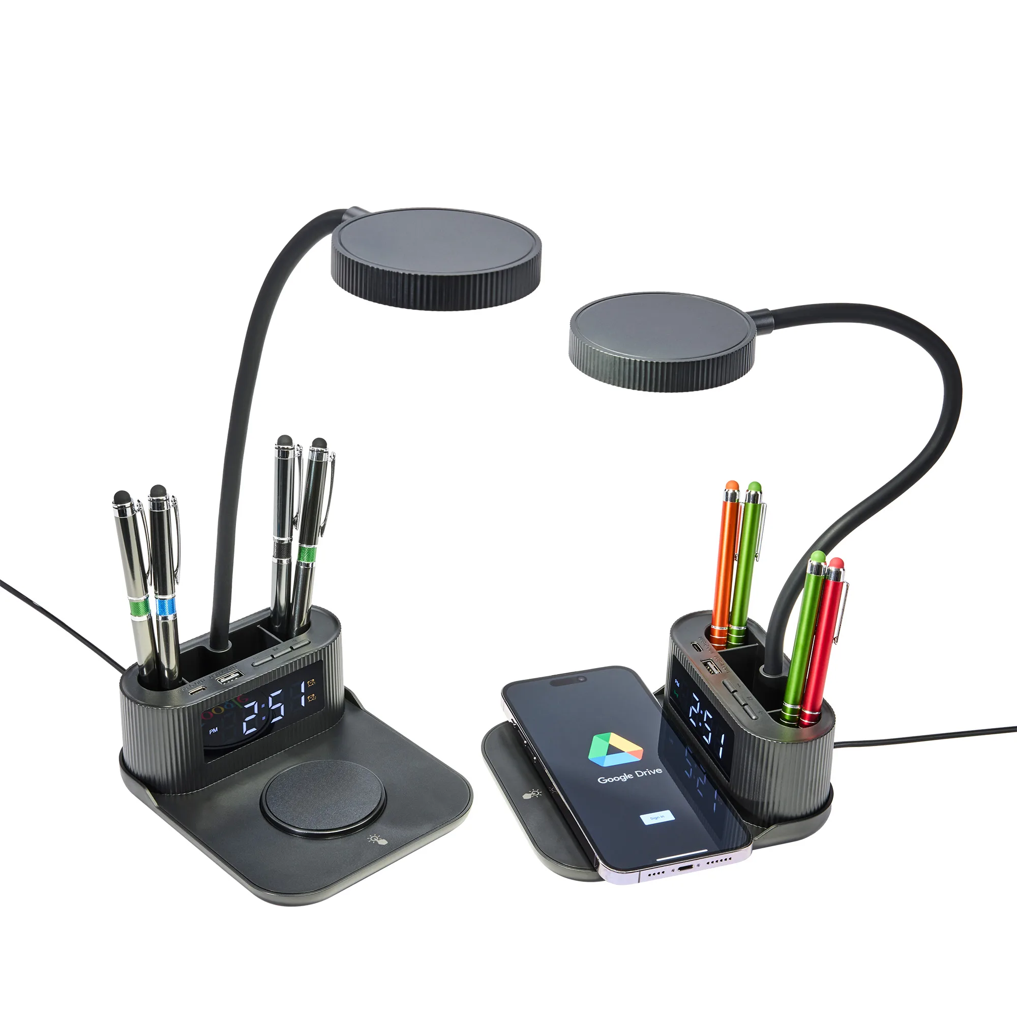 Solantis: A 15W wireless charger, desk lamp, pen holder, and alarm clock - all in one. view 2