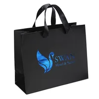 Victoria™ - Ribbon Handle Matte Eurotote - Foil Print (10" x 4" x 8") — Black
