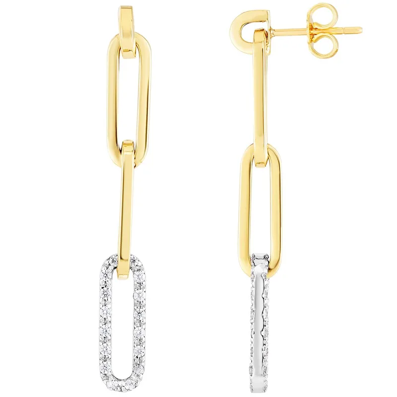 Jilco Inc Diamond Paperclip Drop Earrings