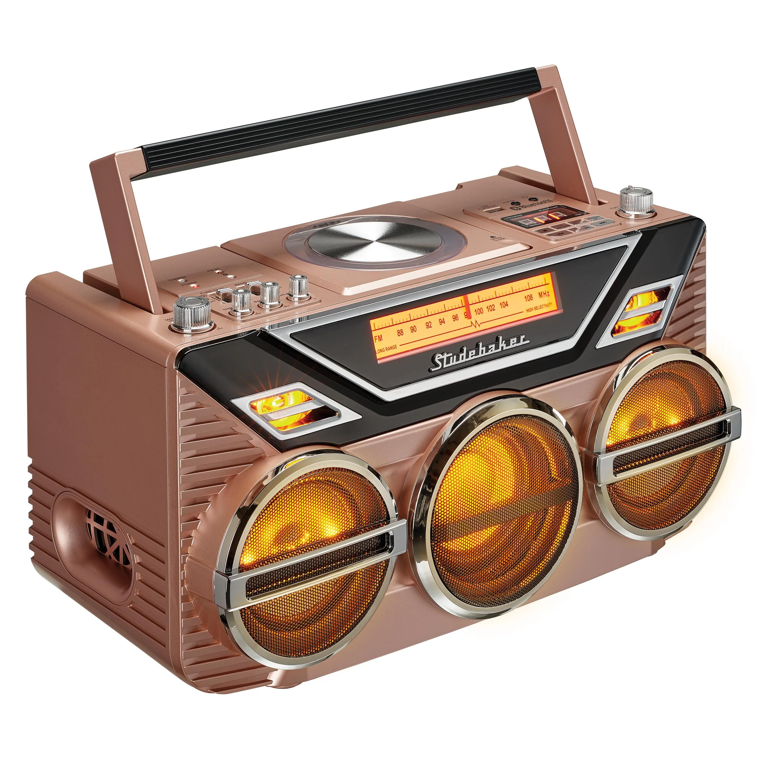Studebaker Portable Stereo Boombox w/Bluetooth Cd Am/Fm Radio And 15W Subwoofer - Rose/Gold