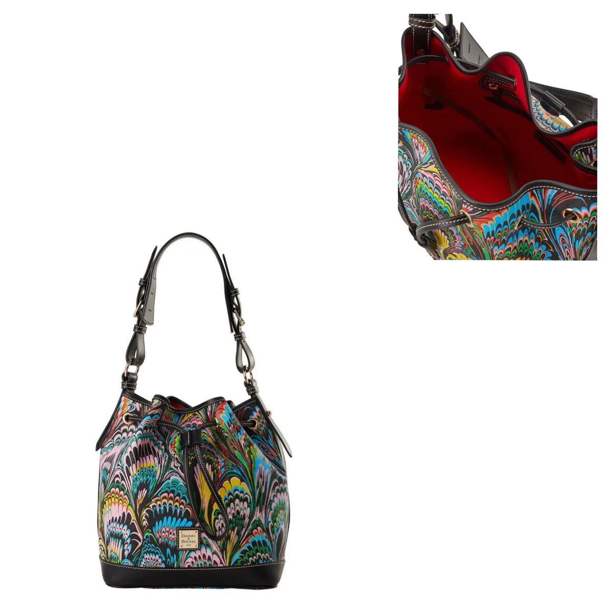 Dooney & Bourke Black Plumes Drawstring