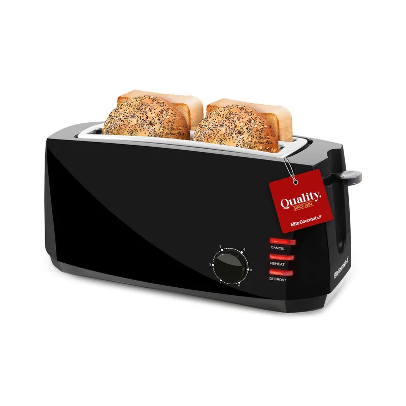 Elite 4 Slice Long Slot Cool Touch Toaster Black