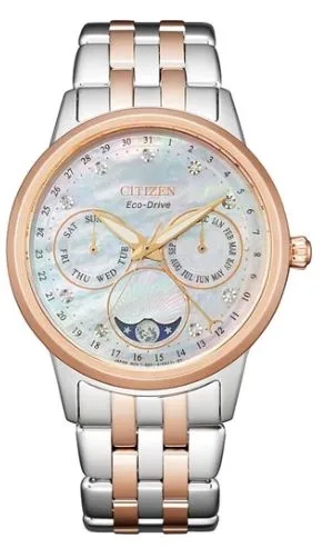 Citizen® Ladies' Calendrier Eco-Drive® Two-Tone Pink Watch w/White MOP Dial