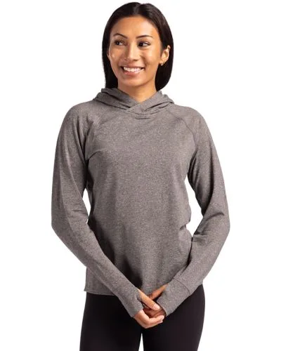 Cutter & Buck Adapt Knit Recycled Womens Heathered Hooded Pullover view 4