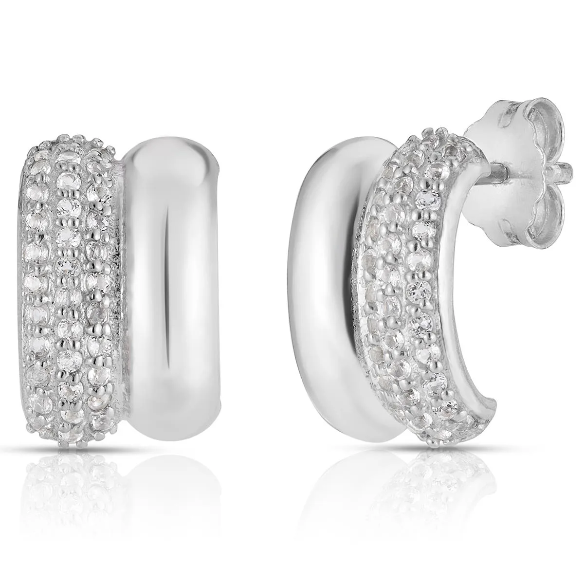 Jilco Inc White Topaz Double Half Huggies