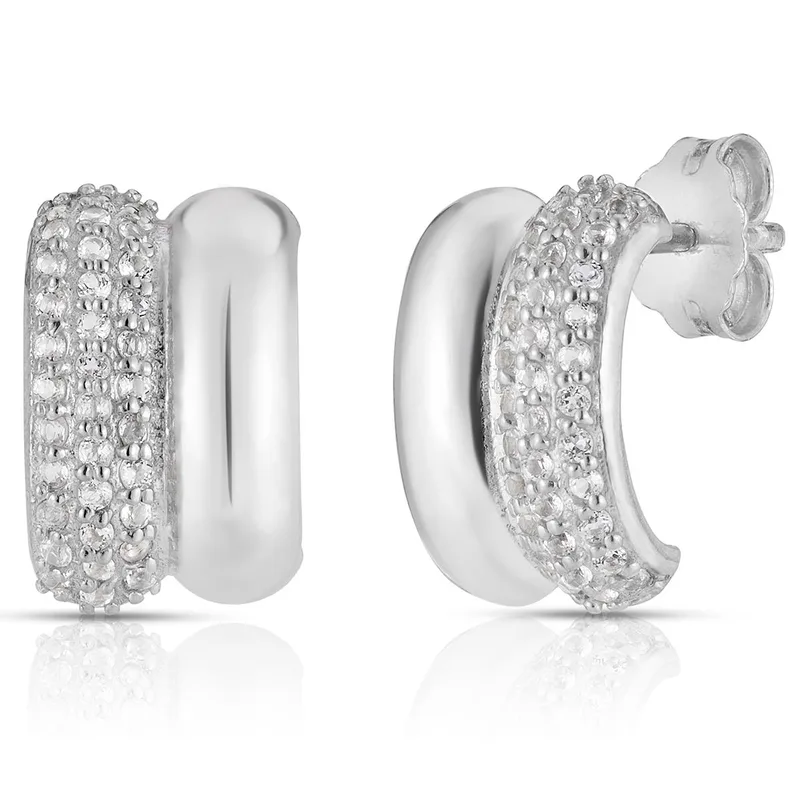 Jilco Inc White Topaz Double Half Huggies