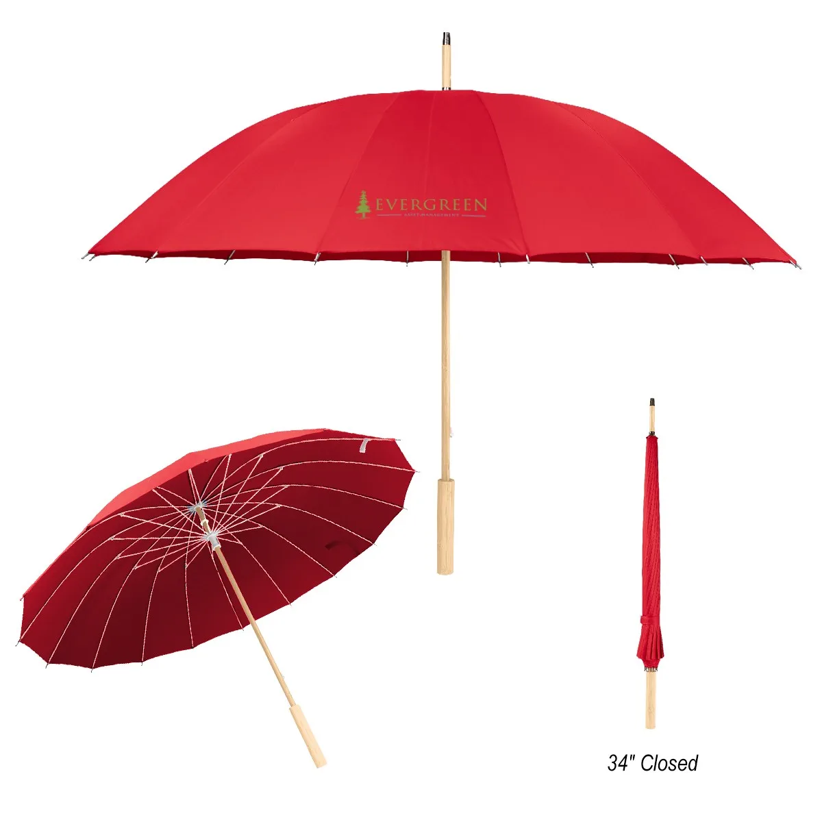 46" Arc Umbrella With 100% Rpet Canopy & Bamboo Handle view 2