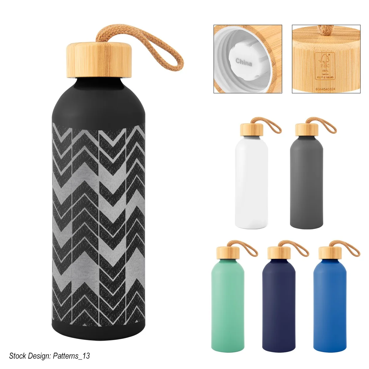 25 Oz. Full Laser Blaire Recycled Aluminum Bottle With Bamboo Lid view 2
