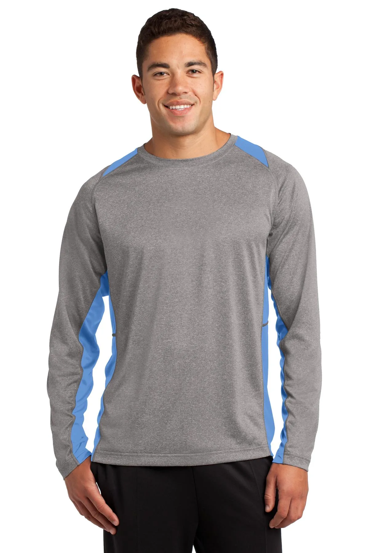 Sport-Tek® Long Sleeve Heather Colorblock Contender™ Tee.