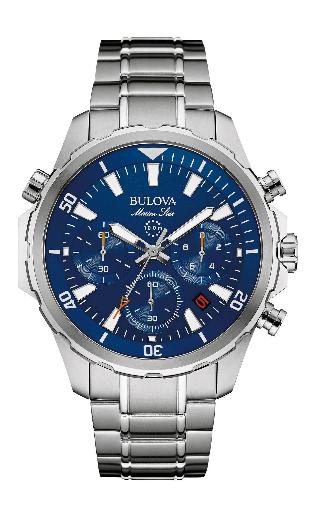 Bulova Watches Men's Marine Star Bracelet Watch, Stainless Steel w/Blue Dial