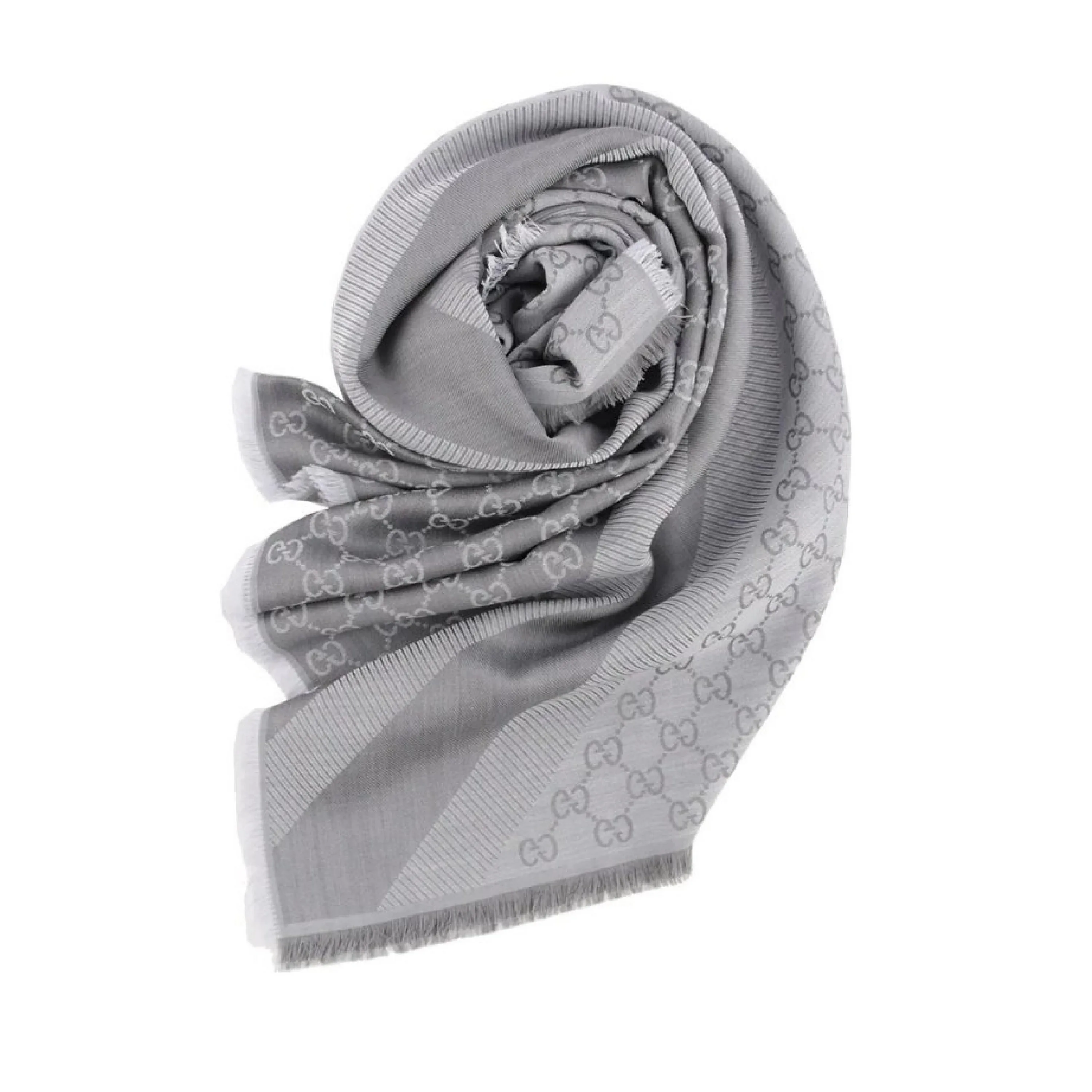 Gucci Gg Jacquard Silk Wool Shawl