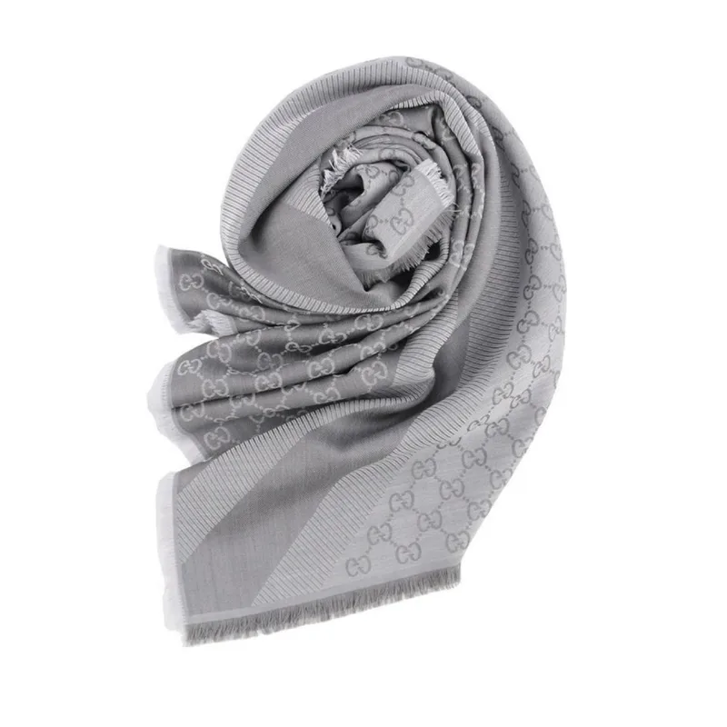 Gucci Gg Jacquard Silk Wool Shawl