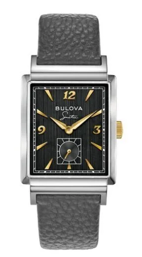 Citizen® Bulova Frank Sinatra Men's Quartz Gray Leather Strap Watch w/Black Dial