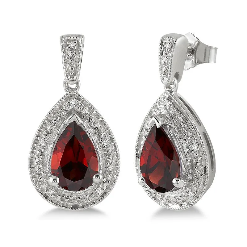 Jilco Inc Garnet And Diamond Earrings