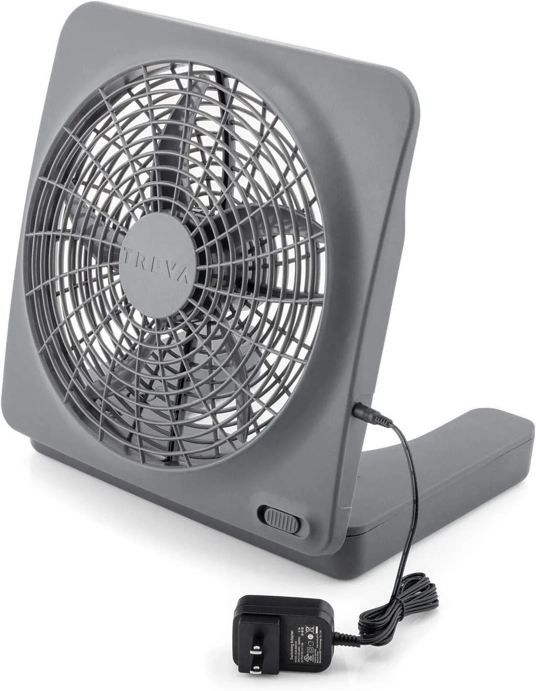 Treva 10-Inch Portable Desktop Air Circulation Battery Fan 2 Speed Compact Folding & Tilt Design