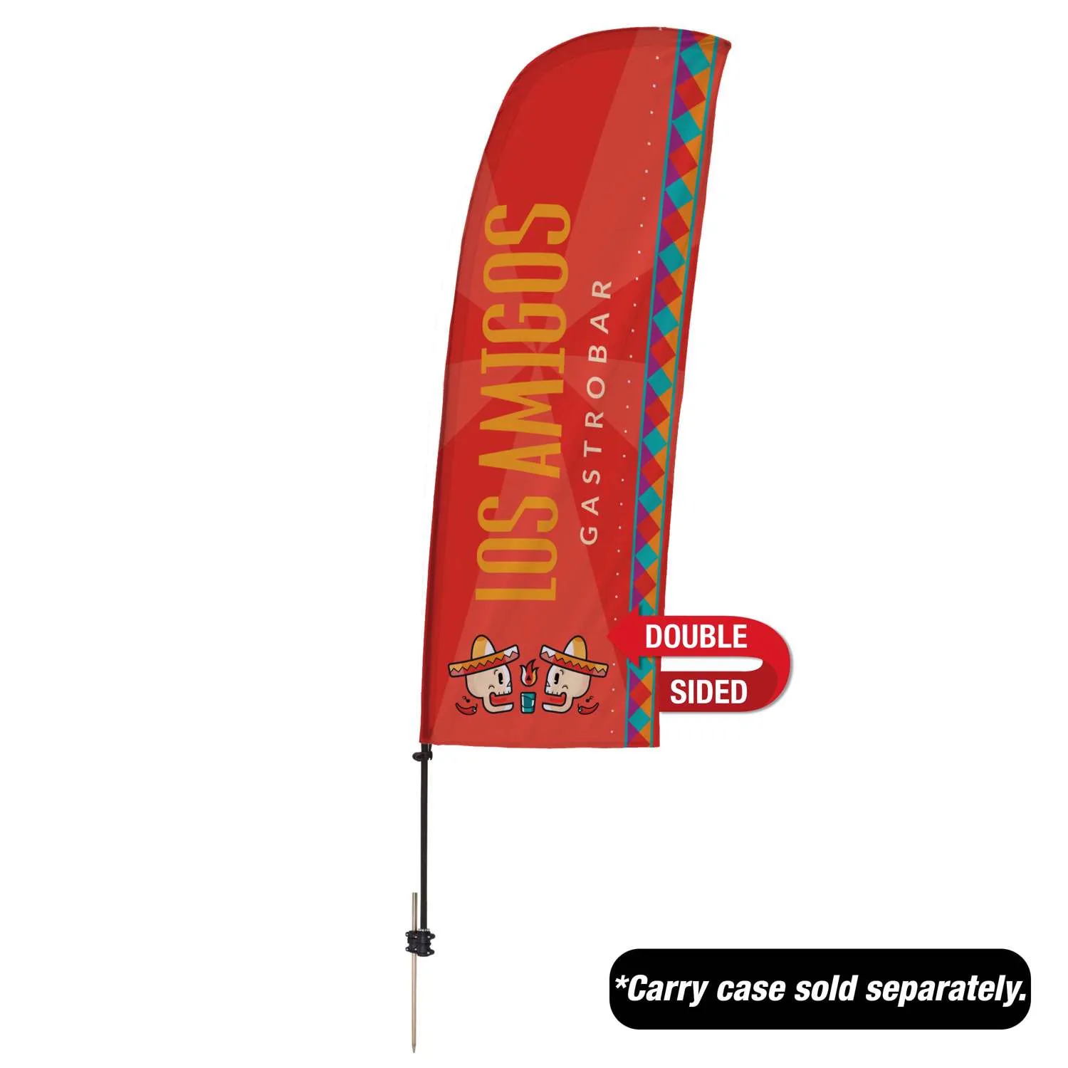 7.5' Value Blade Sail Sign Flag Kit Double-Sided Spike Base