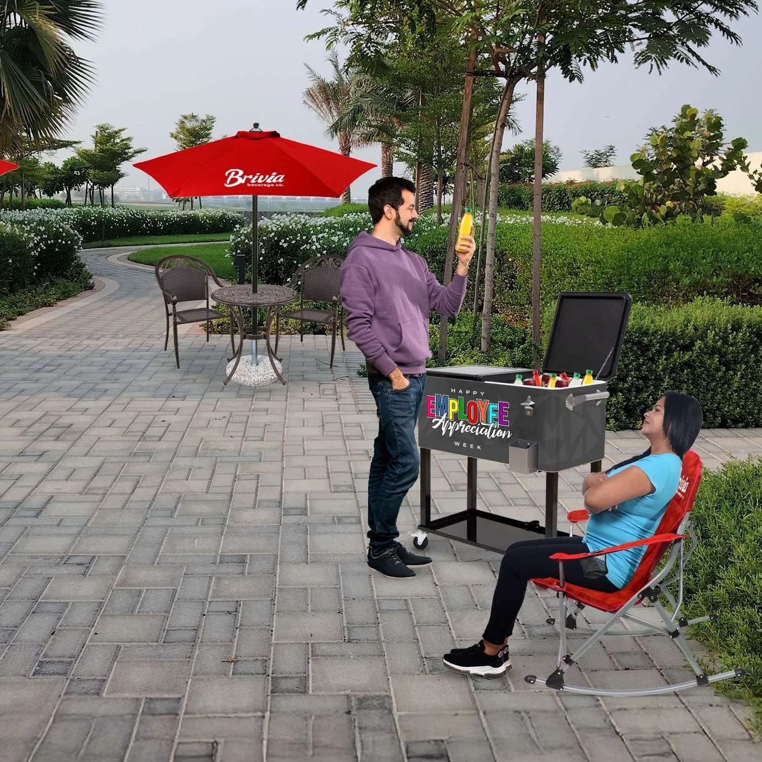 Rolling Cooler Vending Cart, Front Imprint view 6