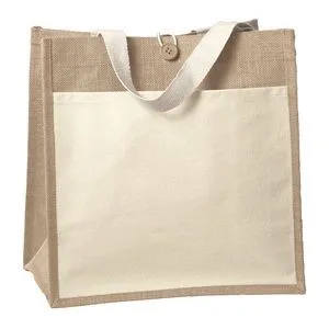 Izzy™ - Jute Tote - Screen Print (14" x 8" x 14") view 3