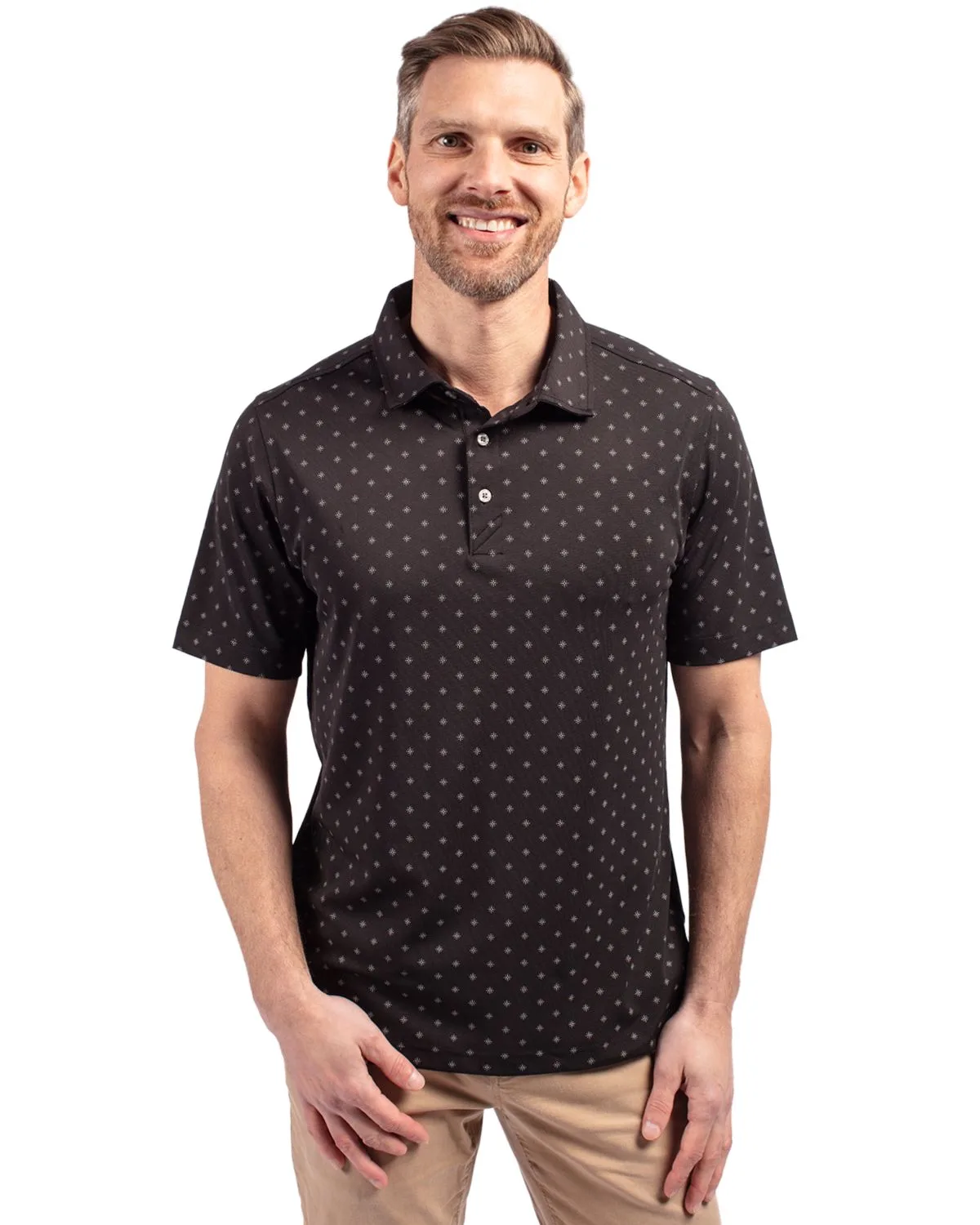 Cutter & Buck Virtue Eco Pique Tile Print Recycled Mens Big & Tall Polo