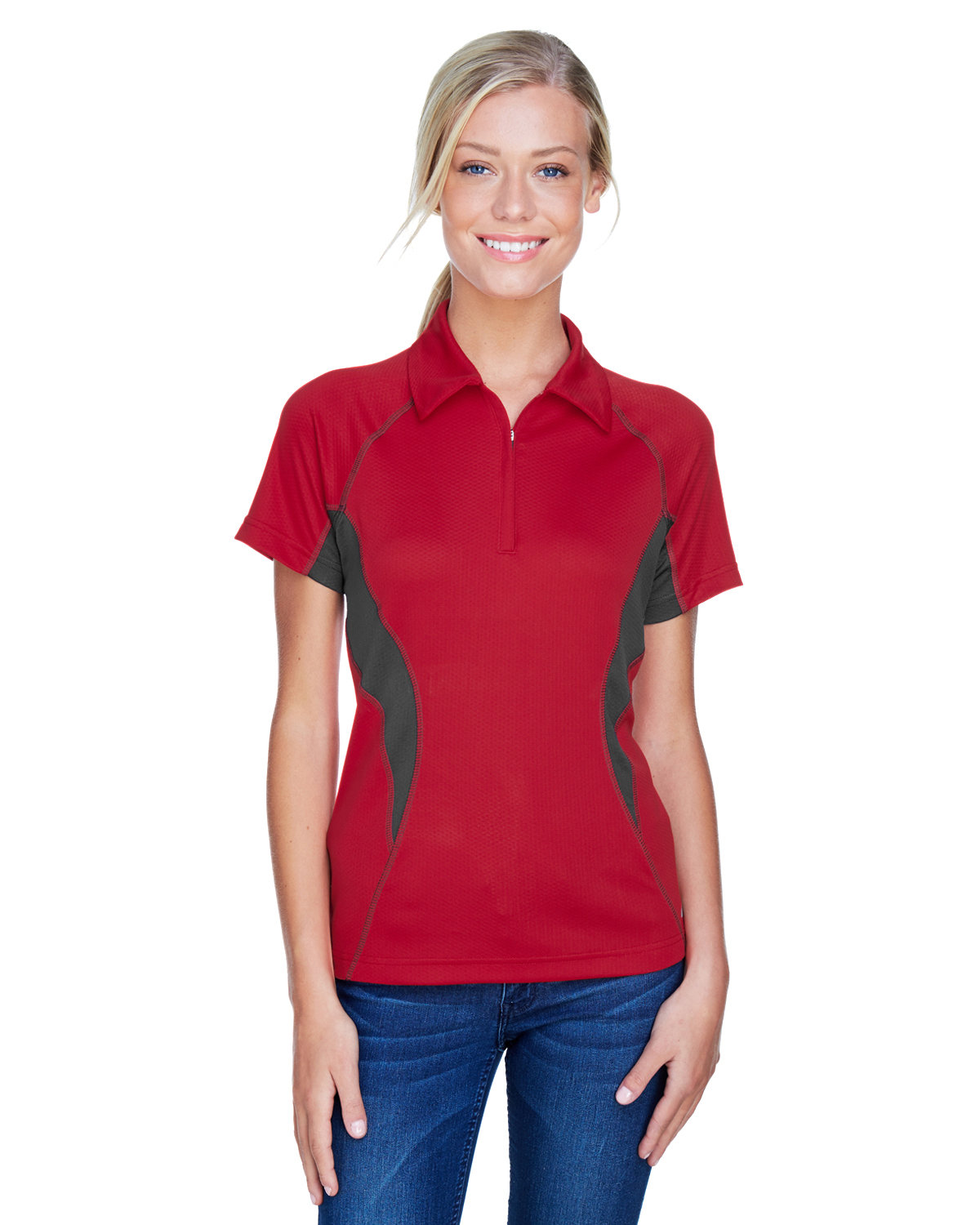 NORTH END SPORT RED Ladies' Serac UTK CoolLogik™ Performance Zippered Polo