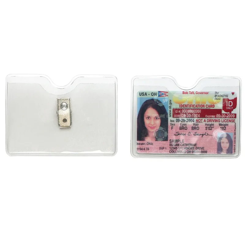 Clear Horizontal Card Holder W/ Clip