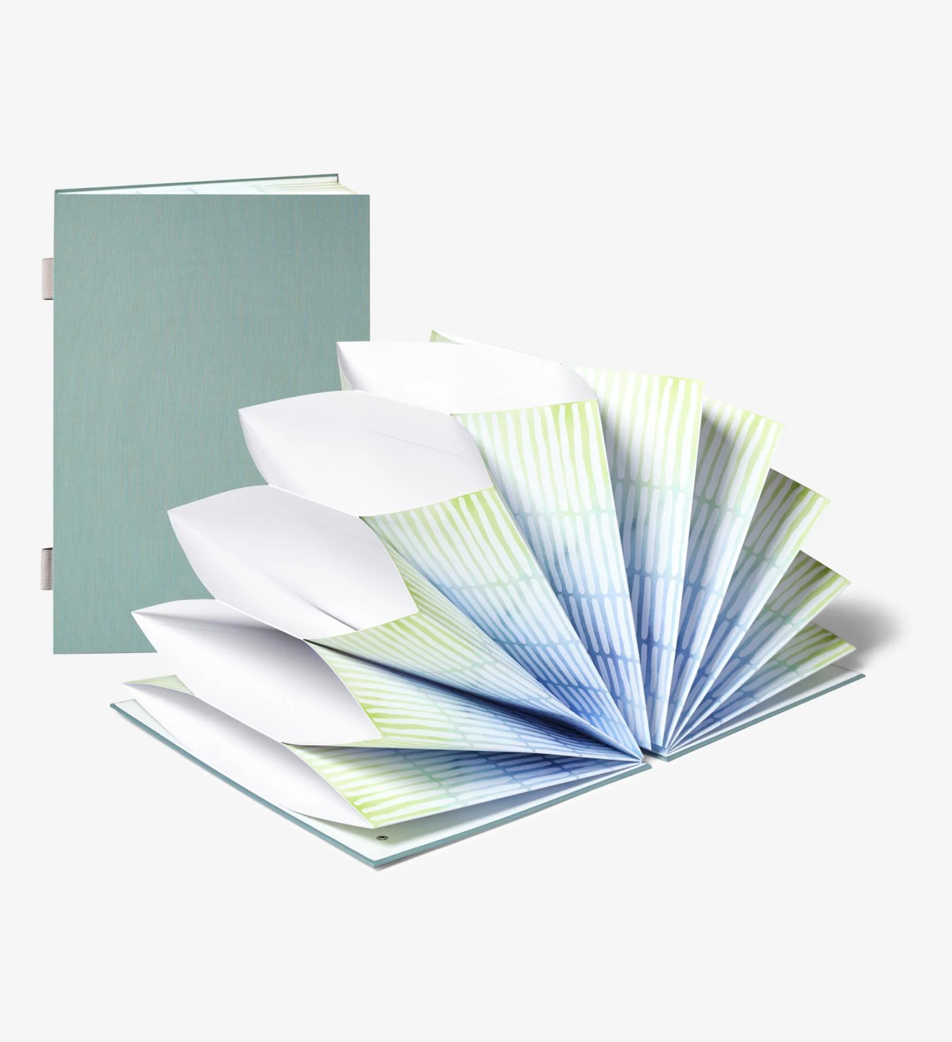 Savor Fan Folio Document Organizer - Moss Exterior, Colorful Interior