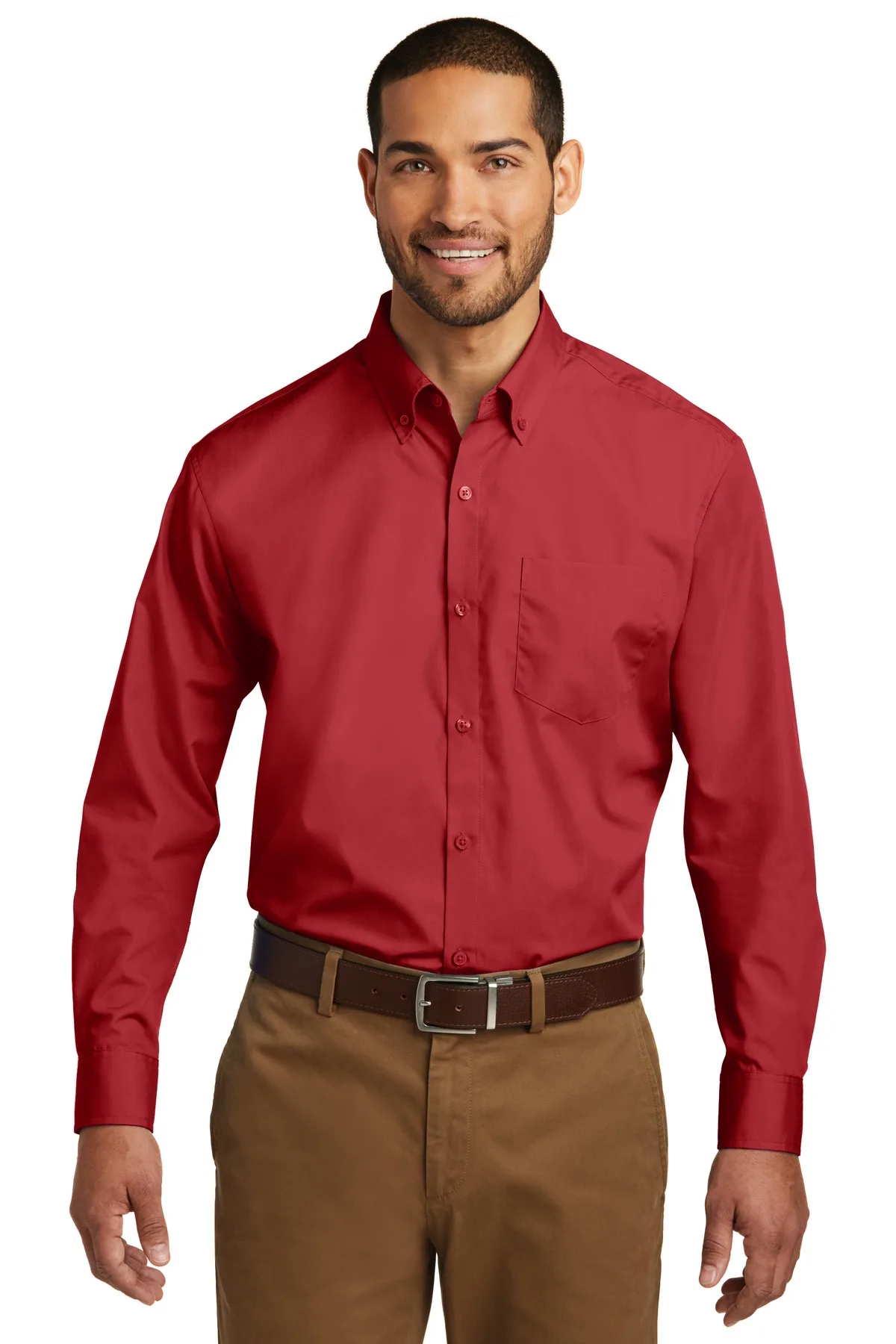 Port Authority® Long Sleeve Carefree Poplin Shirt. view 4
