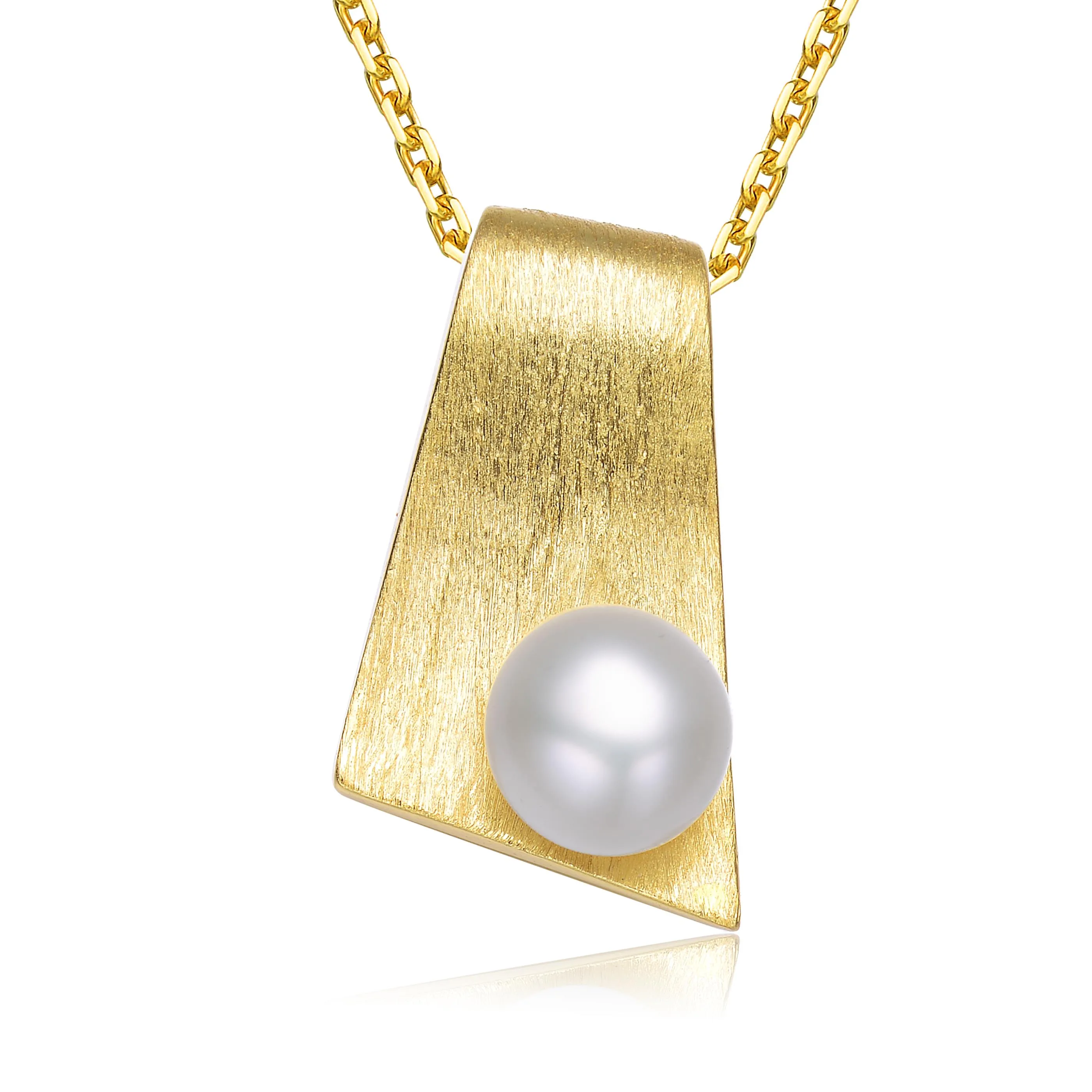 GENEVIVE Freshwater Pearl Rectangle Pendant Neckl Size 16