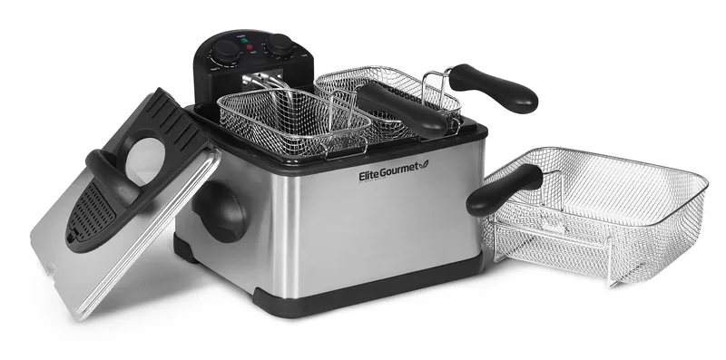 Elite 4Qt Dual Basket Stainless Steel Deep Fryer