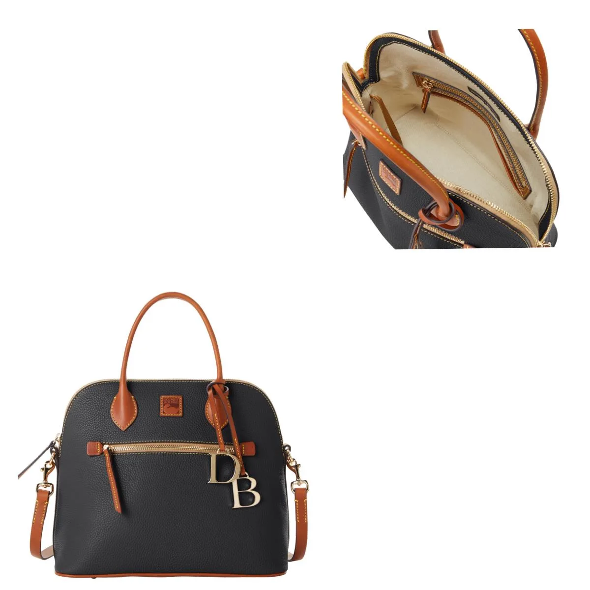 Dooney & Bourke Black Pebble Grain Large Domed Satchel