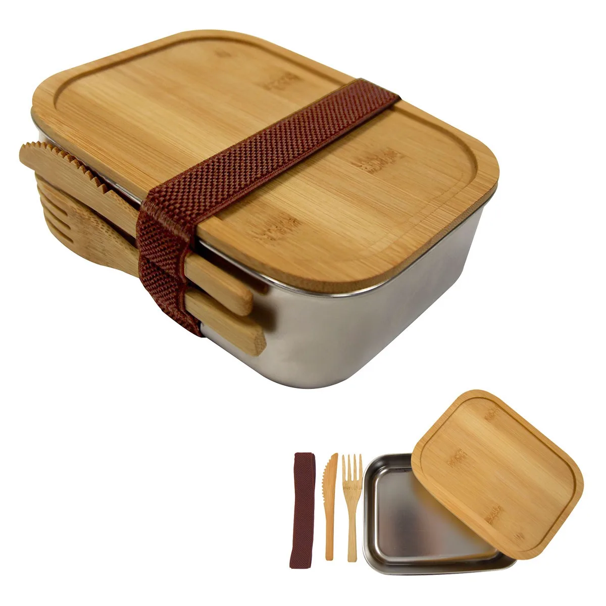 Sophisticate Stainless & Bamboo Bento Box view 2