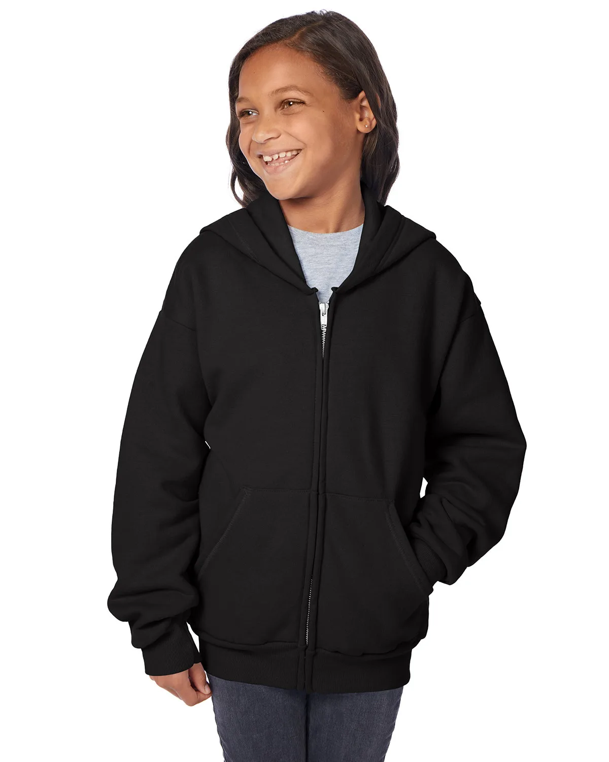 Hanes® Youth EcoSmart® Full-Zip Hooded Sweatshirt
