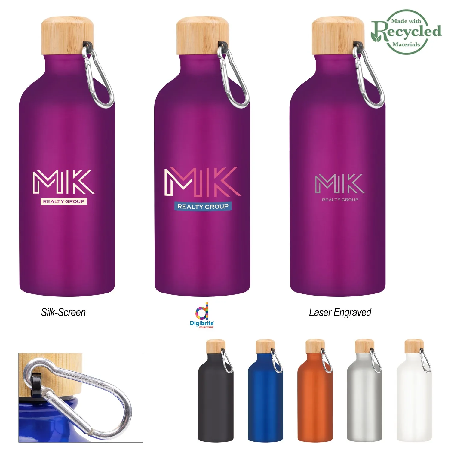 20 Oz. Aluminum Tundra Bike Bottle With Bamboo Lid view 2