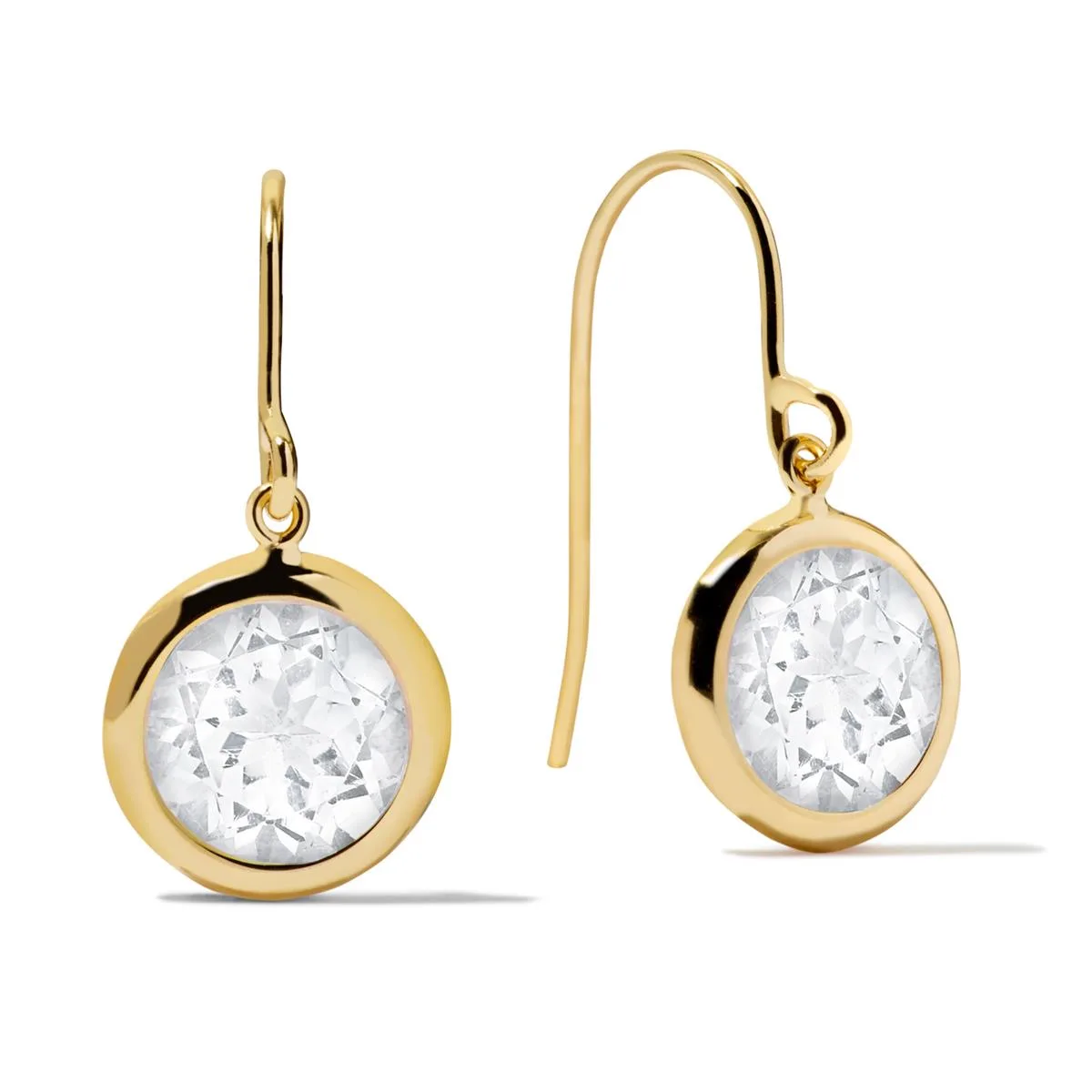 Jilco Inc Round White Topaz Earrings - 10mm